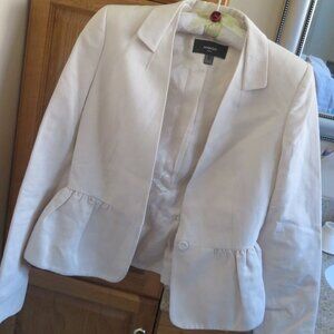 MANGO Cream Peplum Linen Blend Suit Jacket Small (K457)